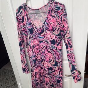 Vibrant Pink and Blue Paisley Dress